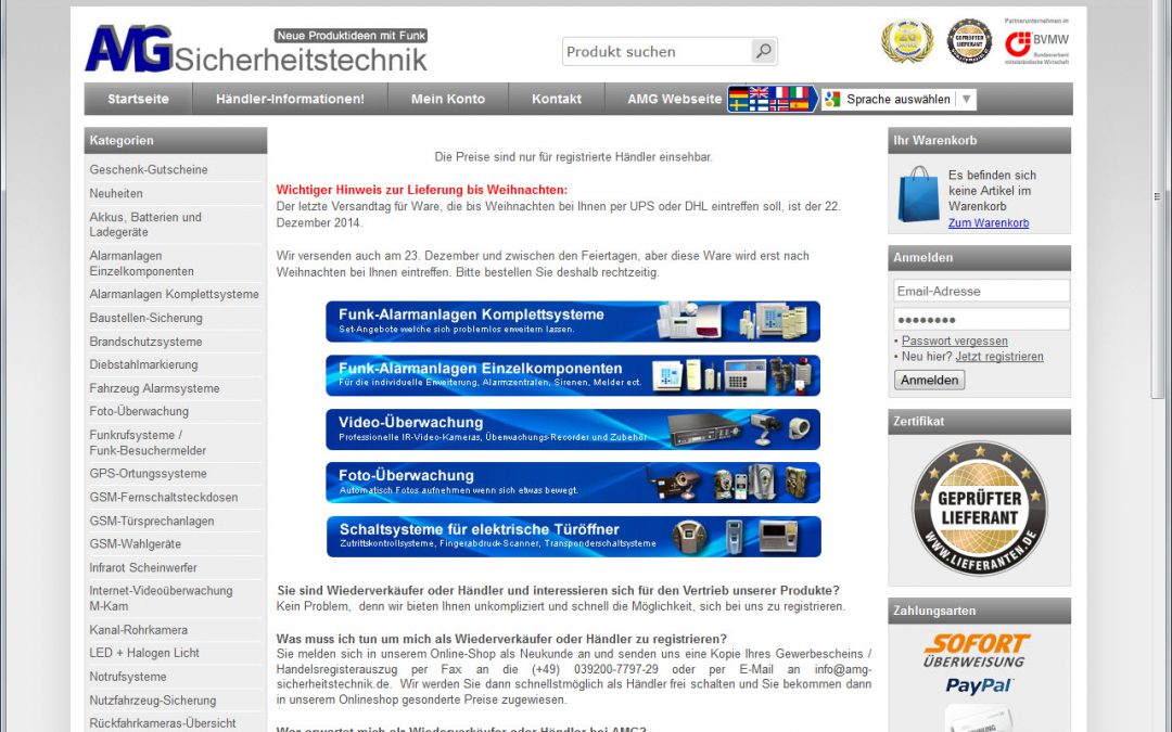 Händler-Shop für Sicherheitstechnik