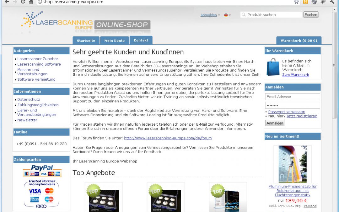 Online-Shop Laserscanning-Europe