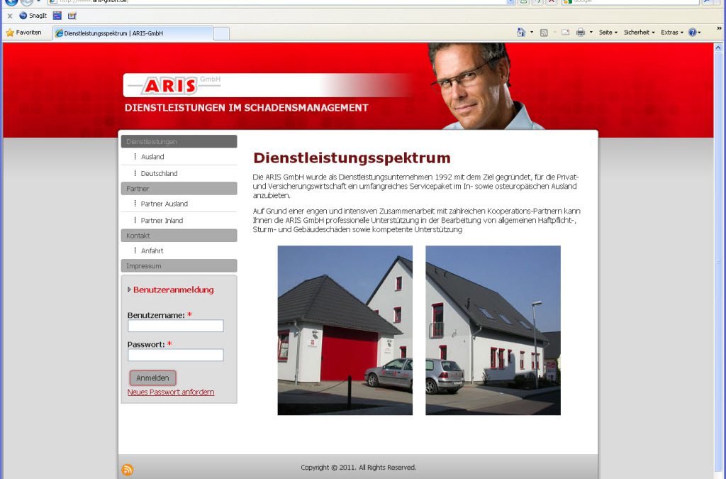 Webseite für die ARIS GmbH – Dienstleistungen im Schadensmanagement