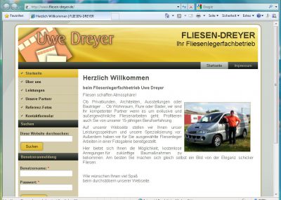 Webseite für Fliesenlegerfachbetrieb Uwe Dreyer