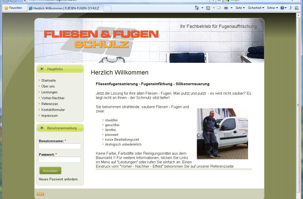 Webseite der Firma Fliesen & Fugen Schulz