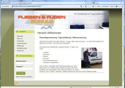 Webseite der Firma Fliesen & Fugen Schulz