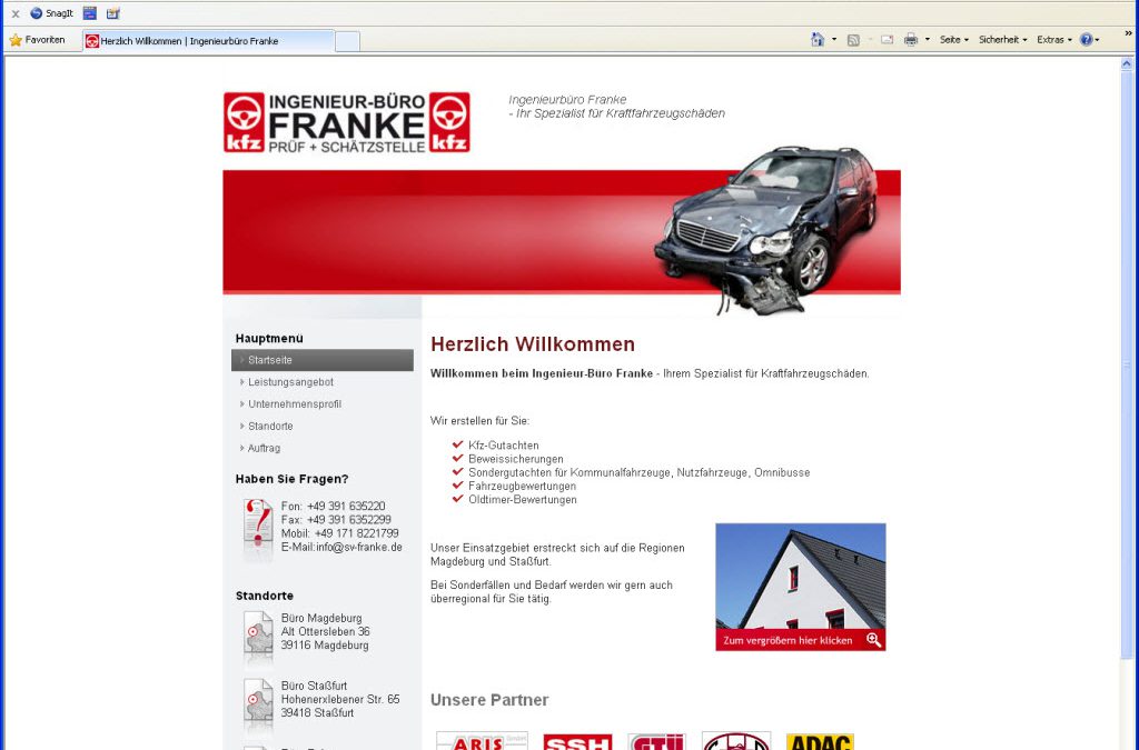 Webseite für das Ingenieur-Büro Franke