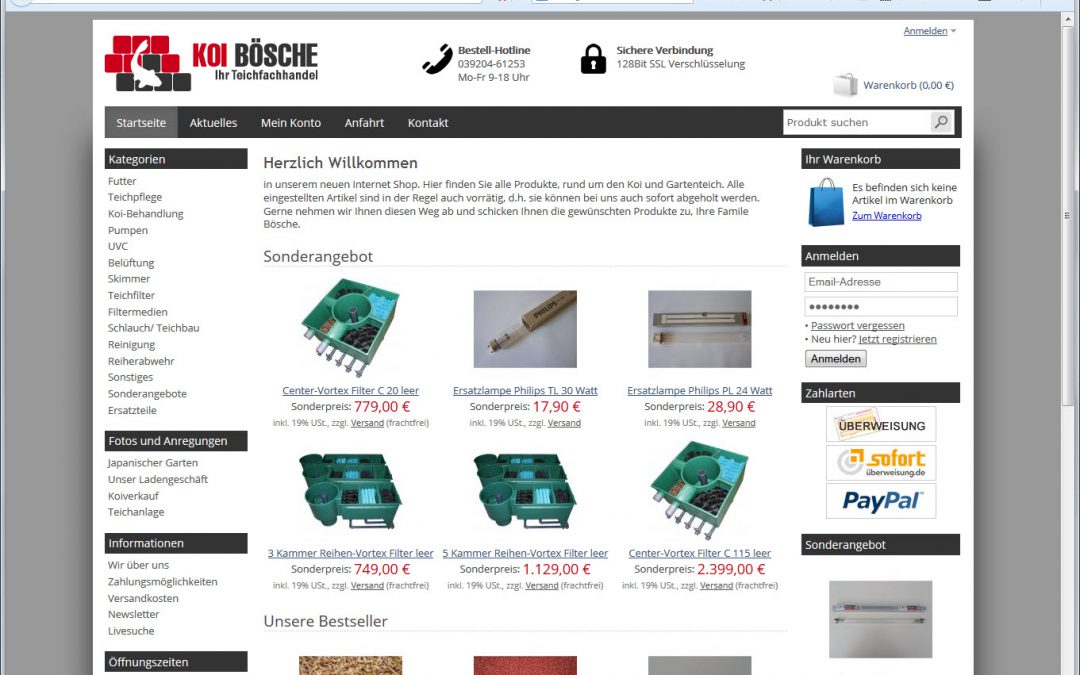 Koi-Karpfen und Teichzubehör