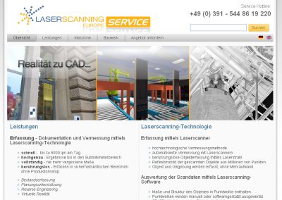 Webseite für Laserscanning-Europe Service