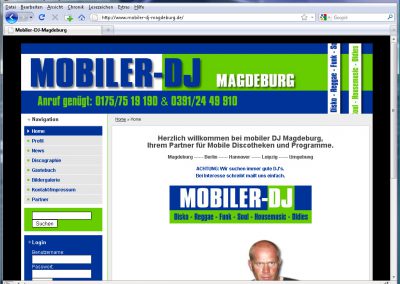 Webseite für den DJ Feuerstuhl aus Magdeburg