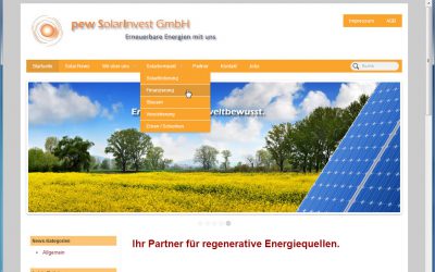 Überarbeitung der Webseite Firma PEW-Solarinvest GmbH