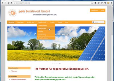 Überarbeitung der Webseite Firma PEW-Solarinvest GmbH