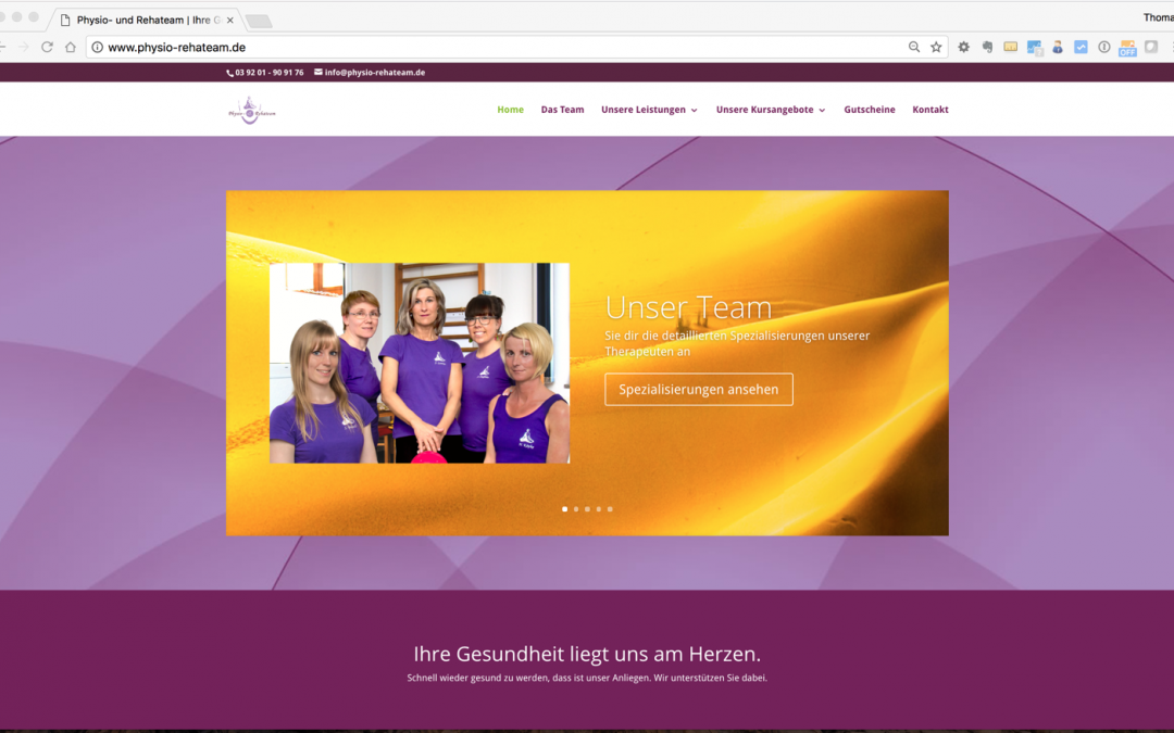Webseite vom Physio und Rehateam in Wolmirstedt