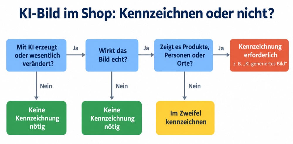 Entscheidungshilfe: Wann ein KI-Bild im Onlineshop gekennzeichnet werden muss